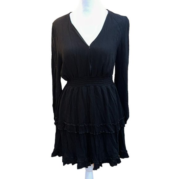 Altar'd State Lexley Ruffle Dress Black‎ Size Small - Picture 1 of 8